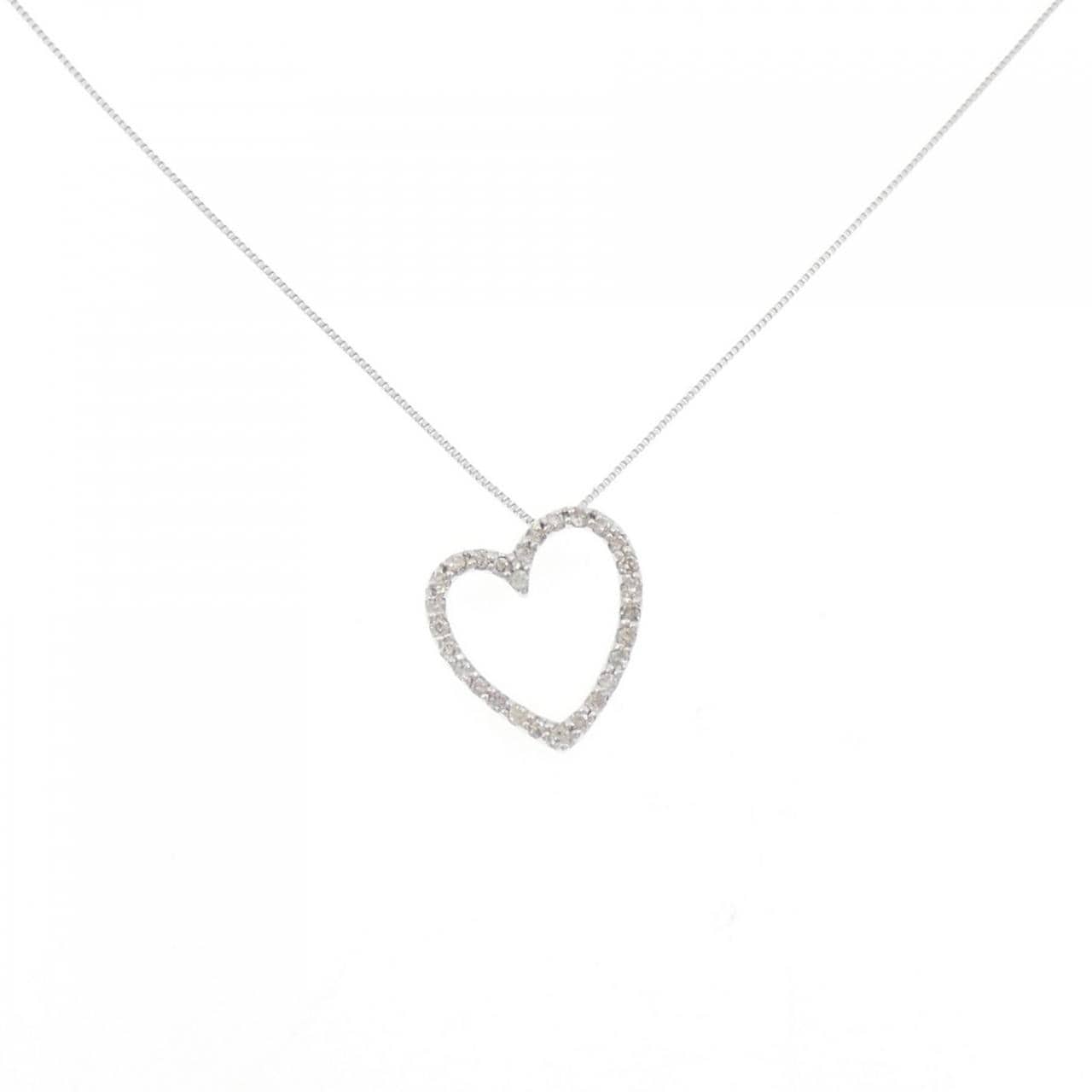 K18WG/750WG ハート ダイヤモンド ネックレス 0.2CT
