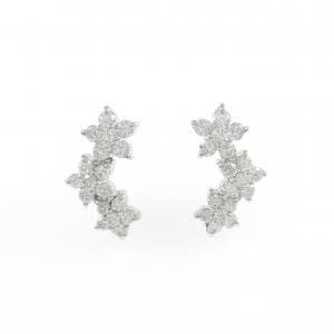 PT900 フラワー ダイヤモンド ピアス 0.80CT