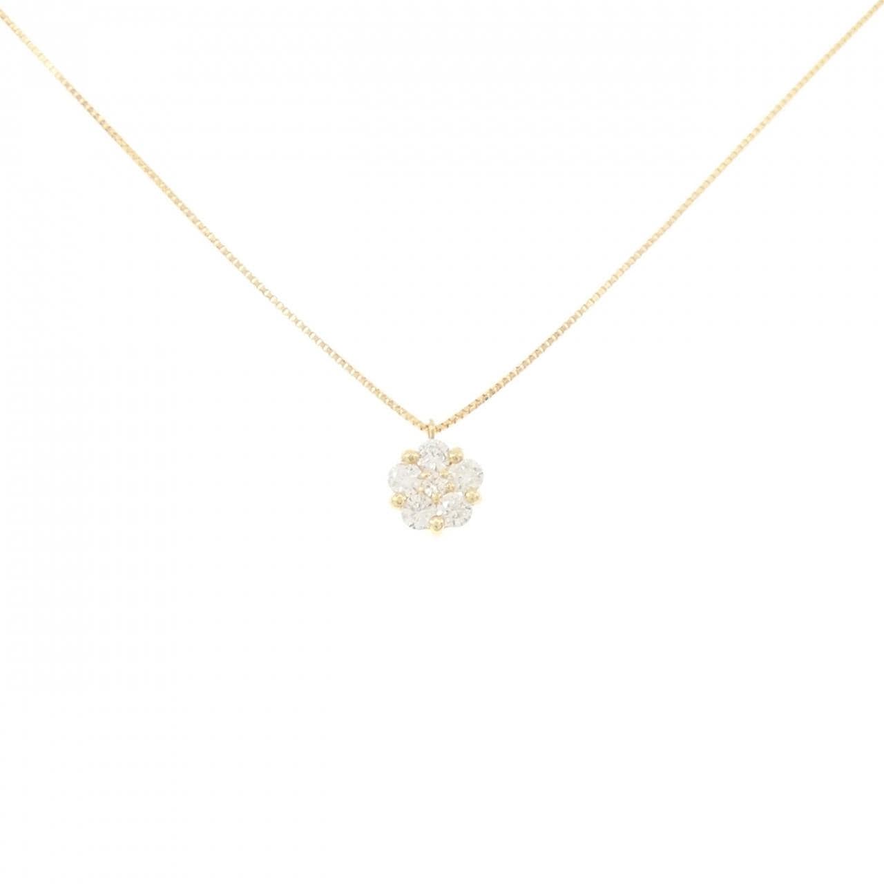 K18YG フラワー ダイヤモンド ネックレス 0.35CT