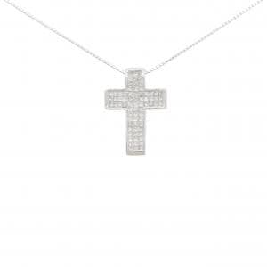 K18WG クロス ダイヤモンド ネックレス 0.85CT