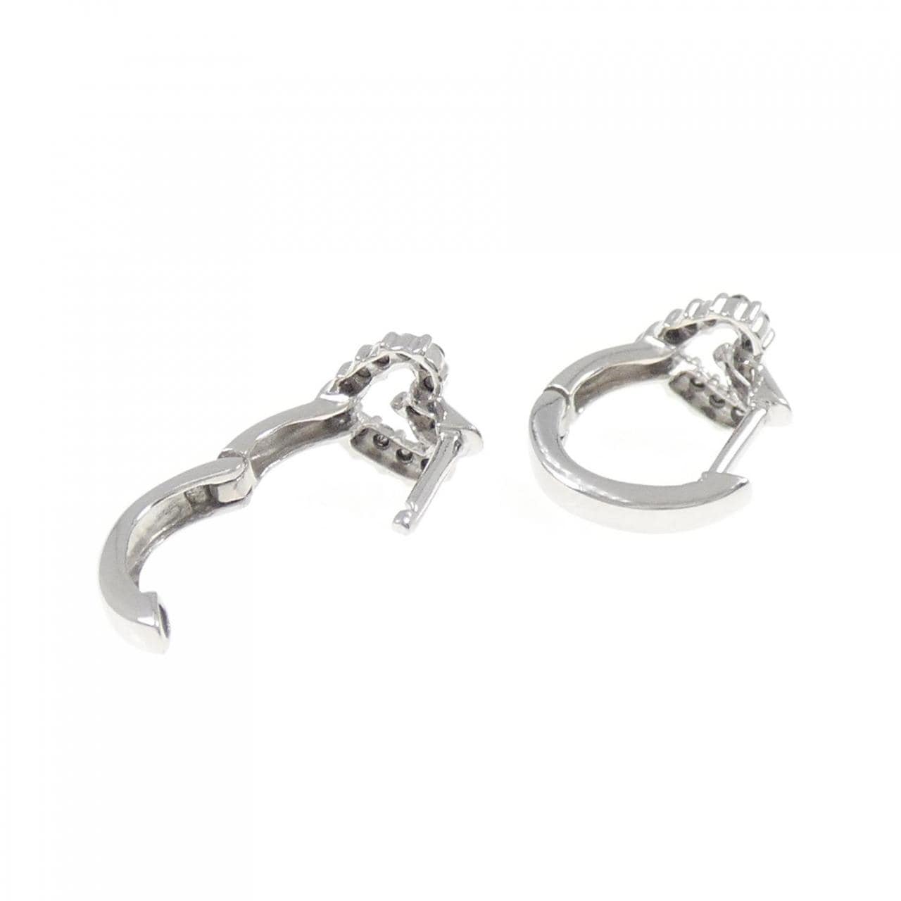 K10WG ハート ダイヤモンド ピアス 0.16CT