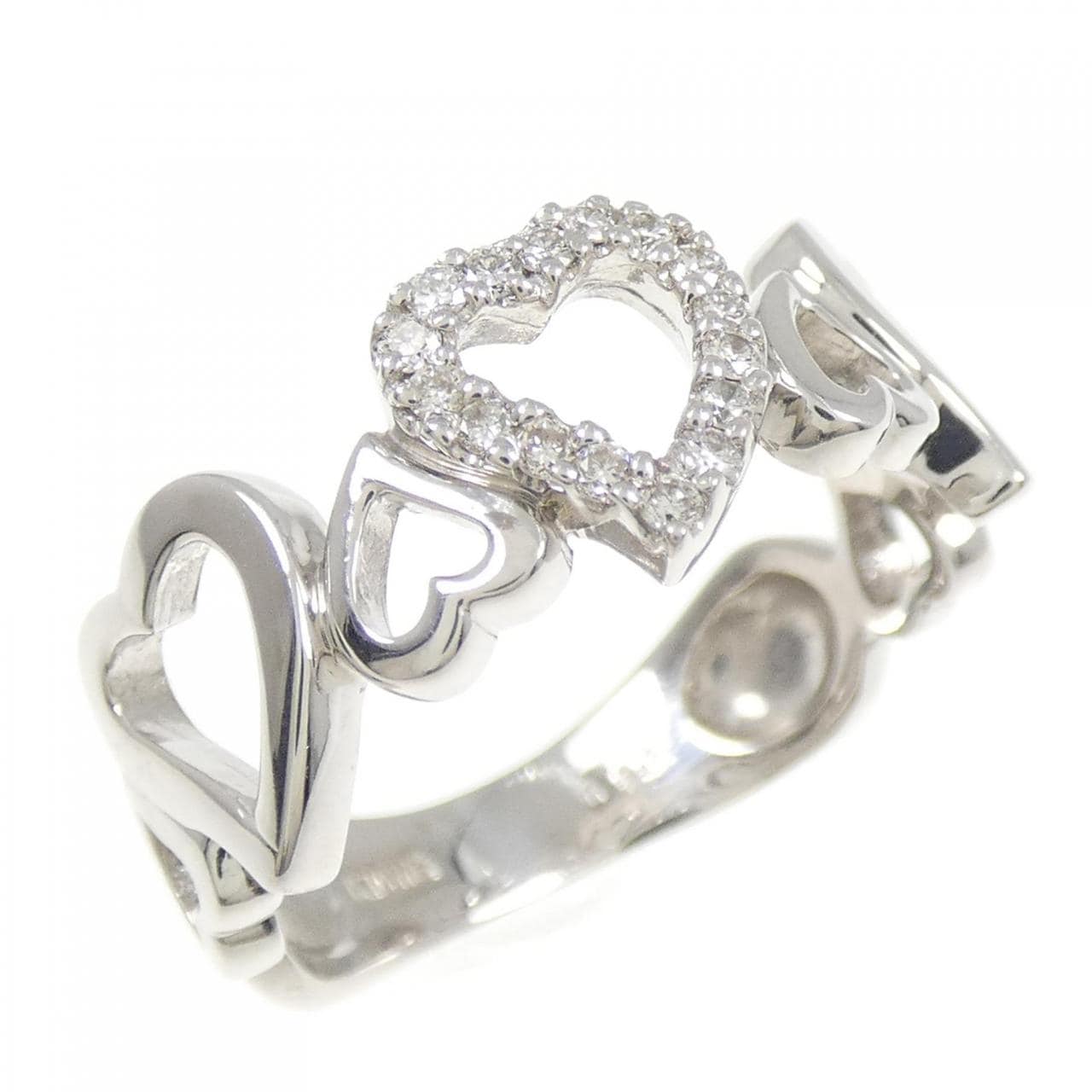 K10WG ハート ダイヤモンド リング 0.10CT