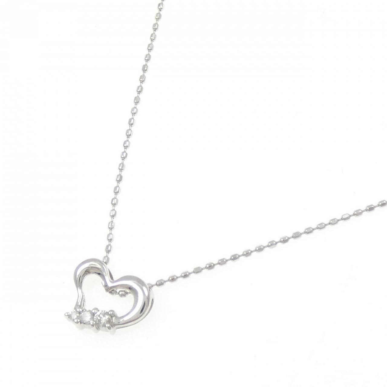 K10WG ハート ダイヤモンド ネックレス 0.04CT