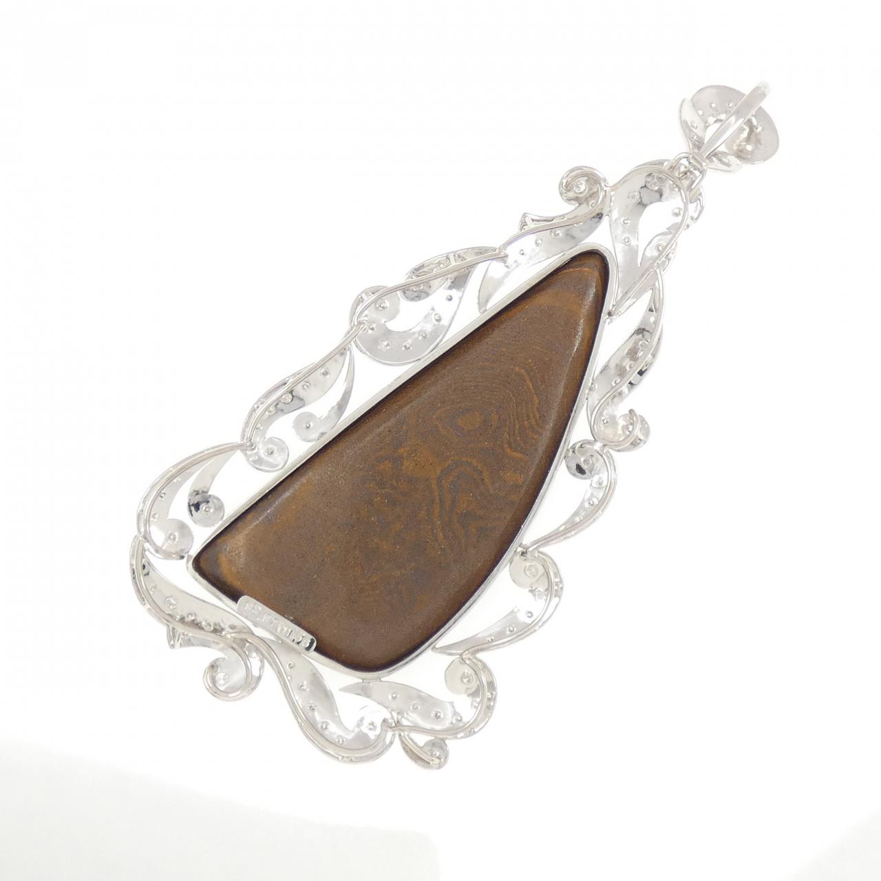 K18WG ボルダーオパール ペンダント 92.97CT