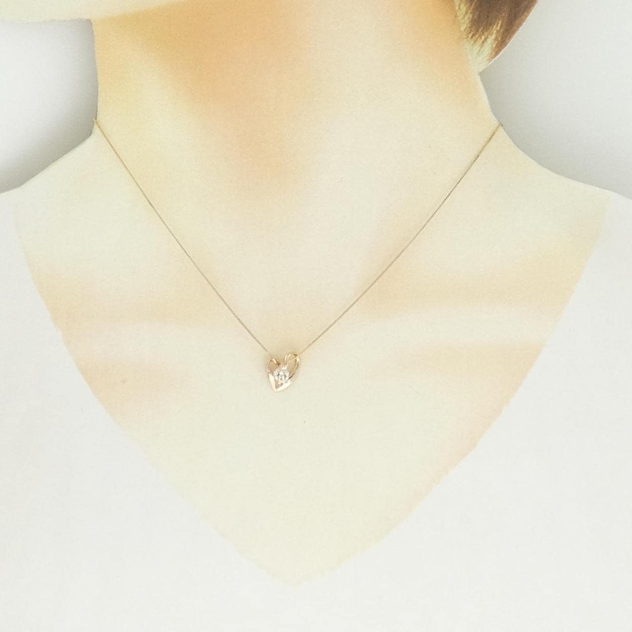 K18PG ハート ダイヤモンド ネックレス 0.30CT