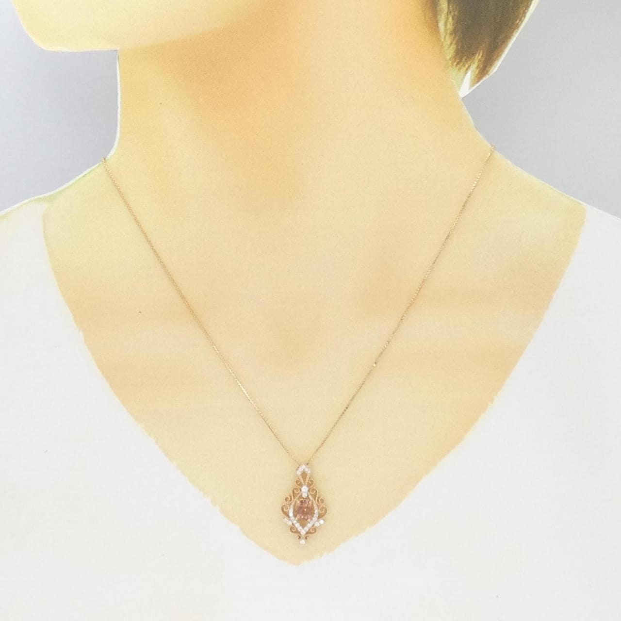 K18PG Padparadscha Sapphire Necklace 1.150CT