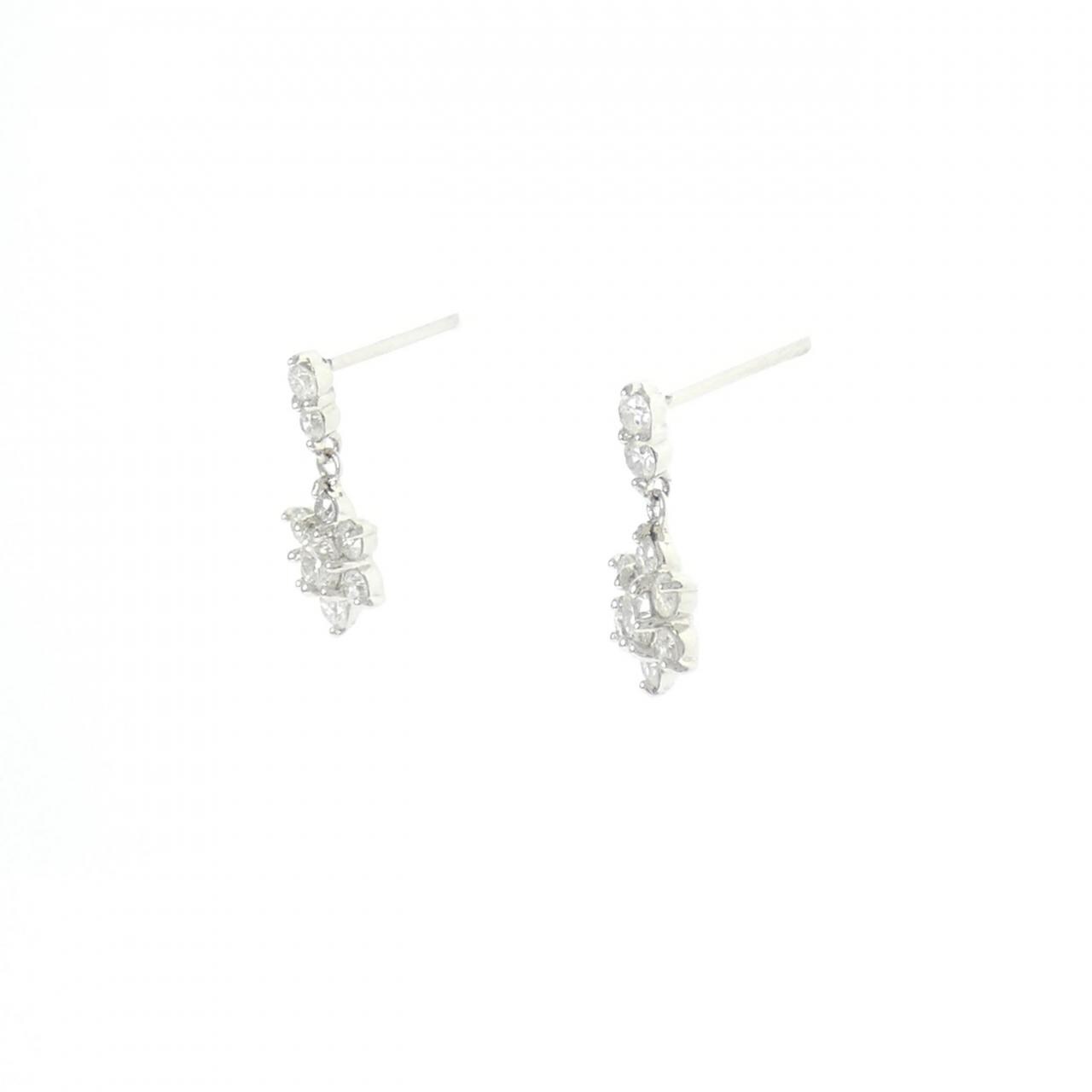 PT900 フラワー ダイヤモンド ピアス 0.6CT