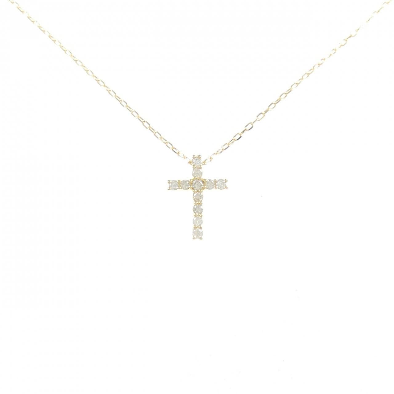 K18YG クロス ダイヤモンド ネックレス 0.17CT