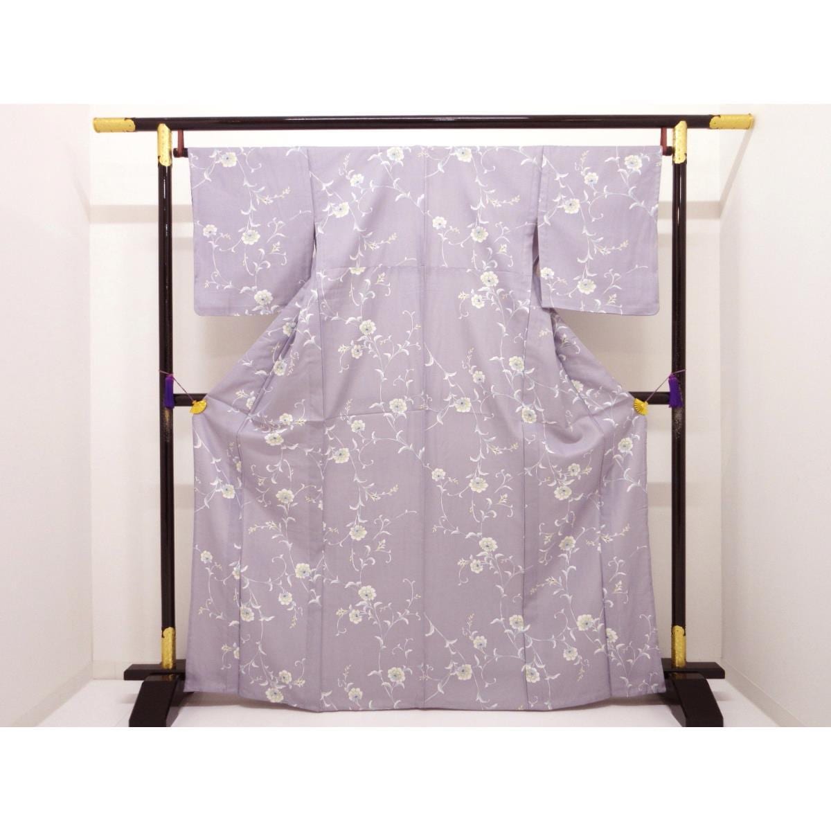 【新品】化繊　単衣　小紋　Ｍサイズ