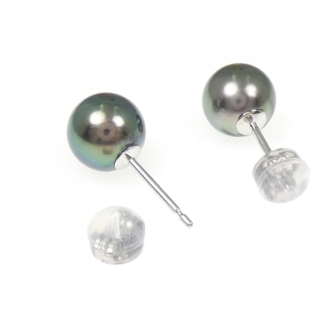 PT900 黒蝶パール ピアス 8.5mm