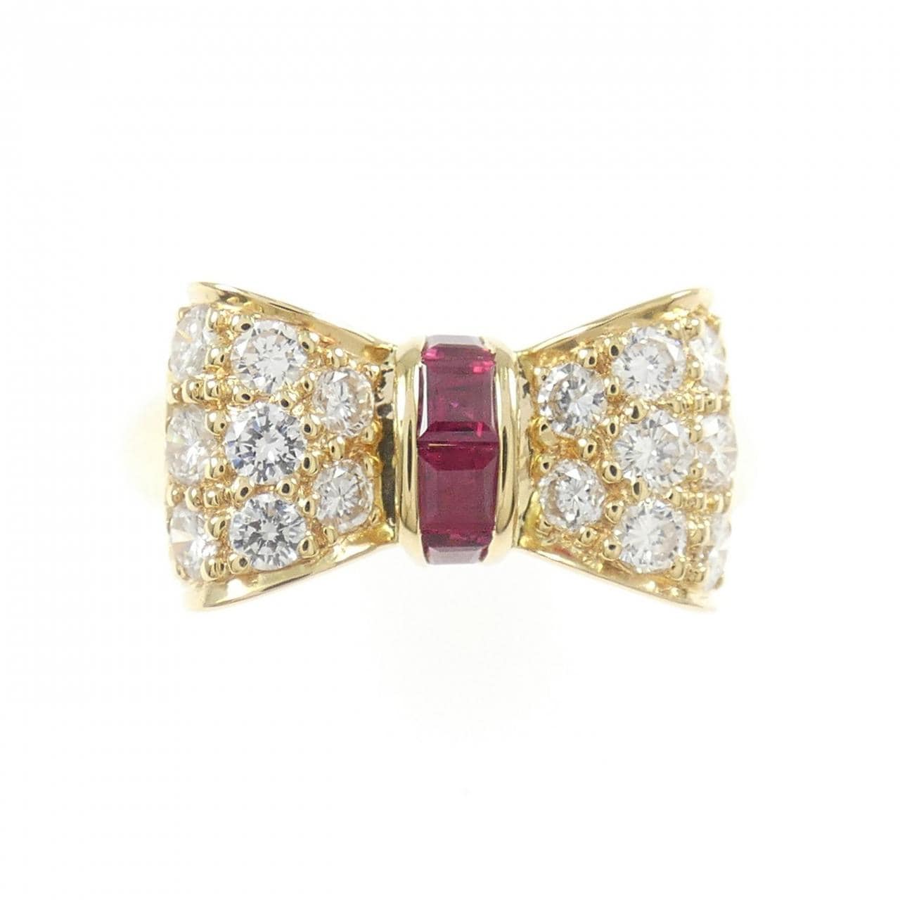 750YG リボン ルビー リング