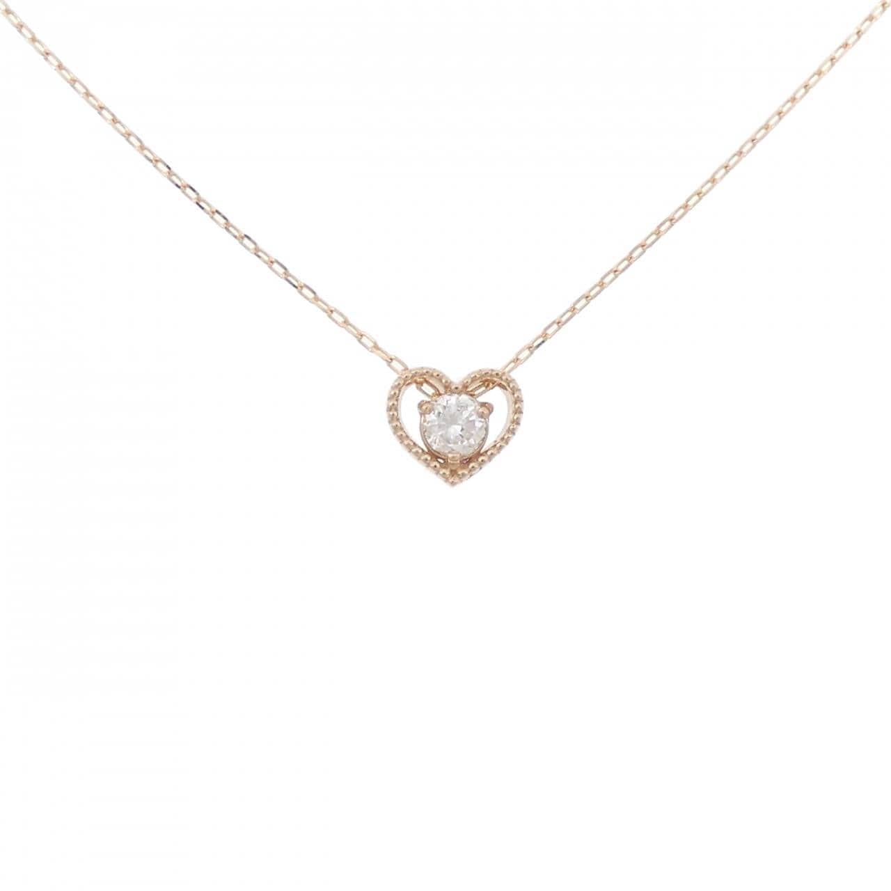 K18PG ハート ダイヤモンド ネックレス 0.10CT