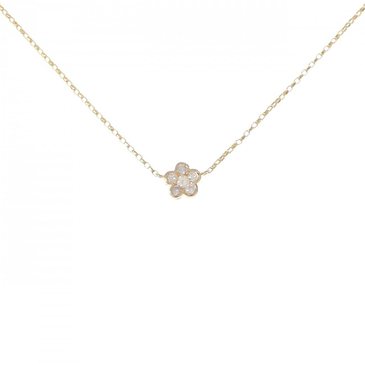 K18YG フラワー ダイヤモンド ネックレス 0.10CT