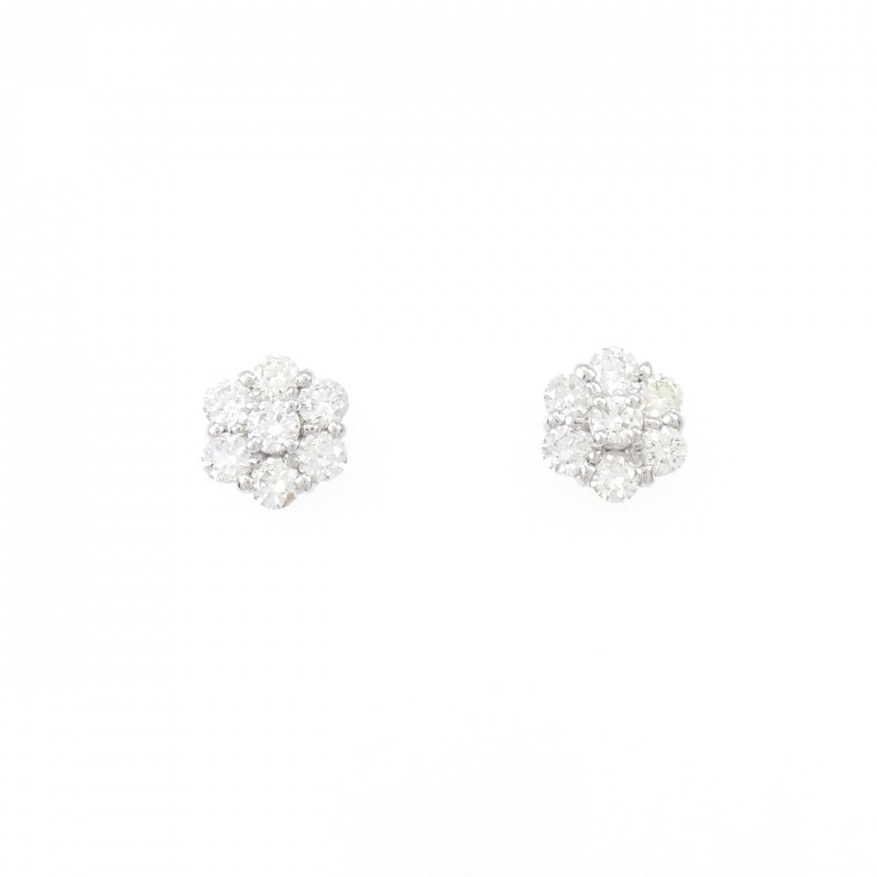 【新品】PT フラワー ダイヤモンド ピアス 0.60CT