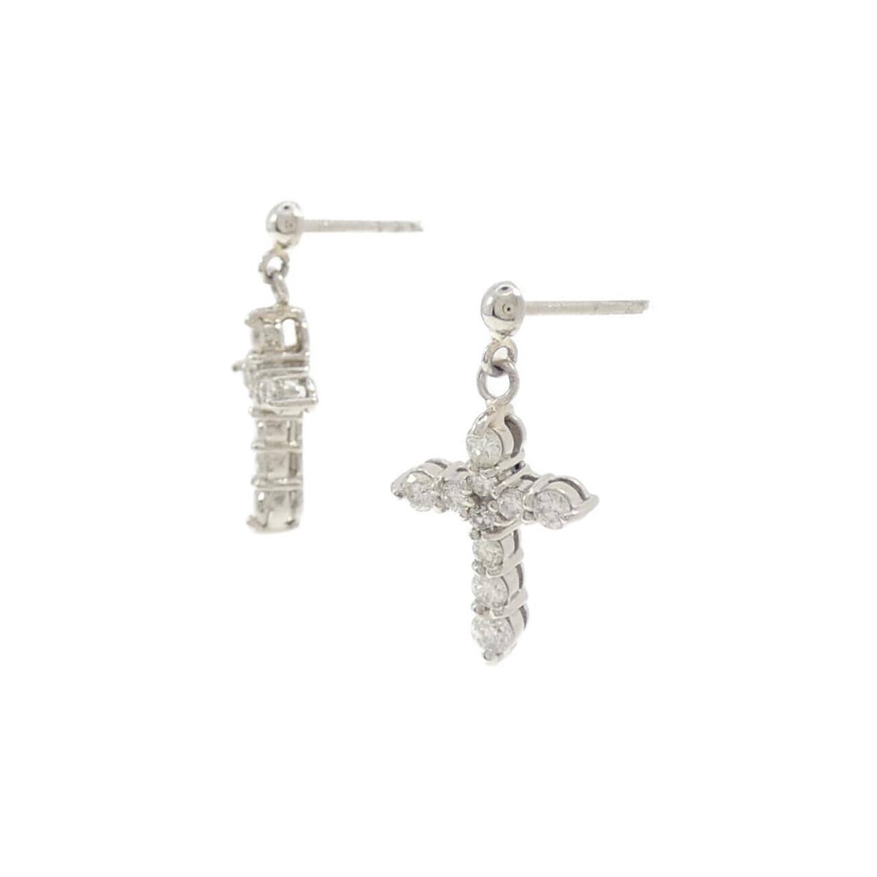 PT クロス ダイヤモンド ピアス 0.40CT