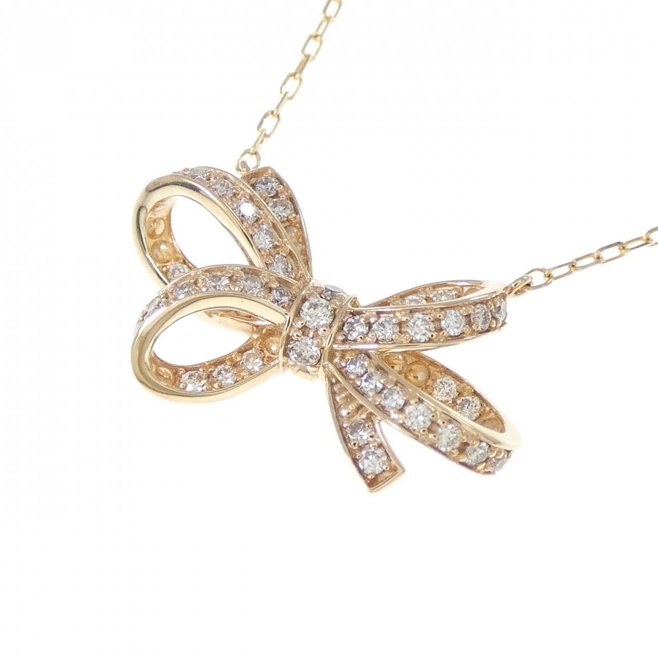 K10YG 絲帶鑽石項鍊 0.20克拉