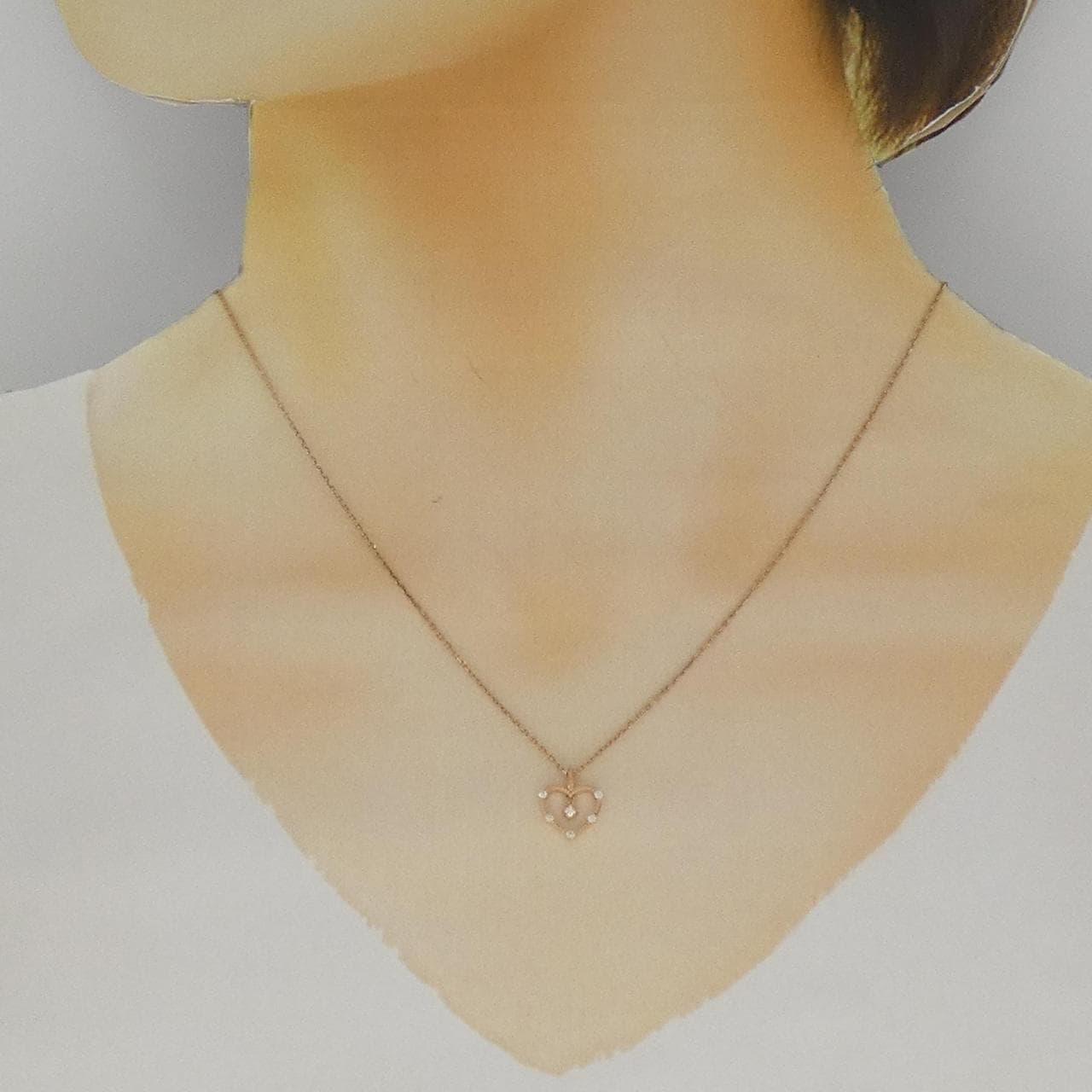 K10PG ハート ダイヤモンド ネックレス 0.04CT