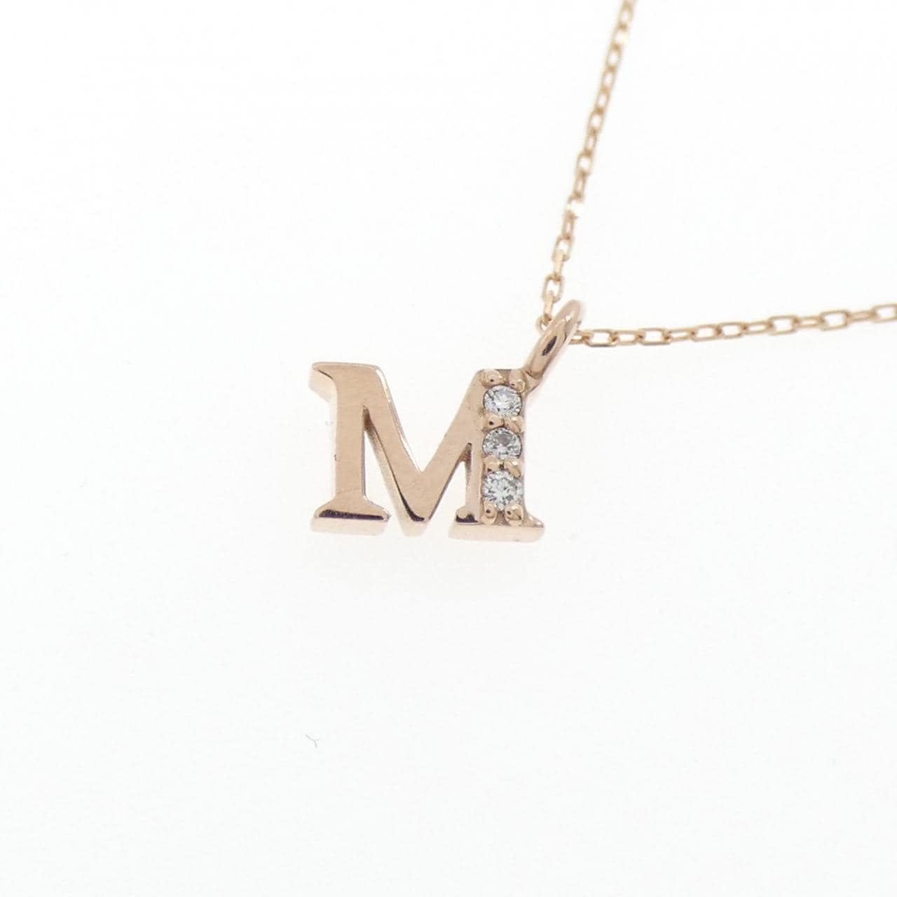 K10PG イニシャルM ダイヤモンド ネックレス 0.01CT