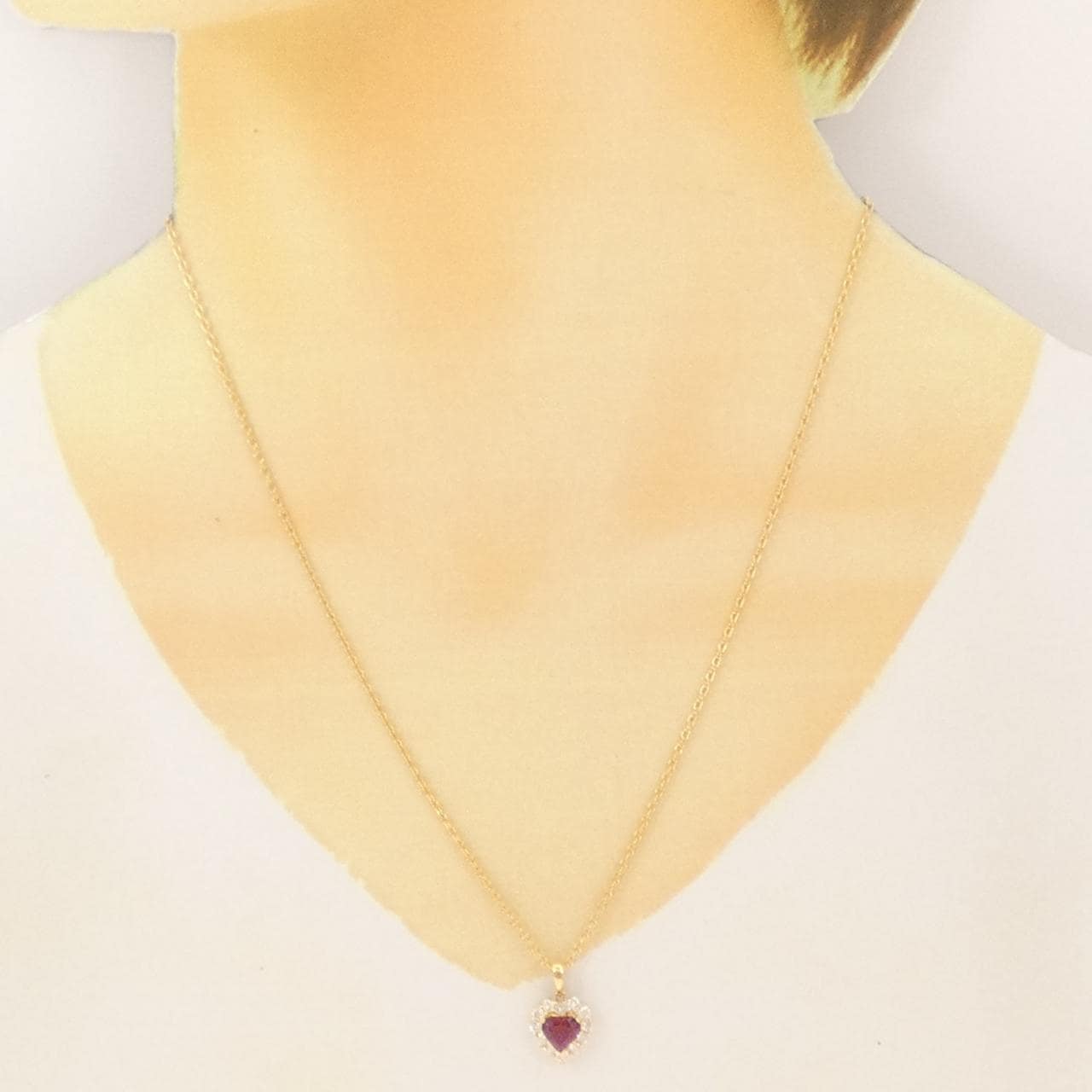 750YG/K18YG ハート ルビー ネックレス