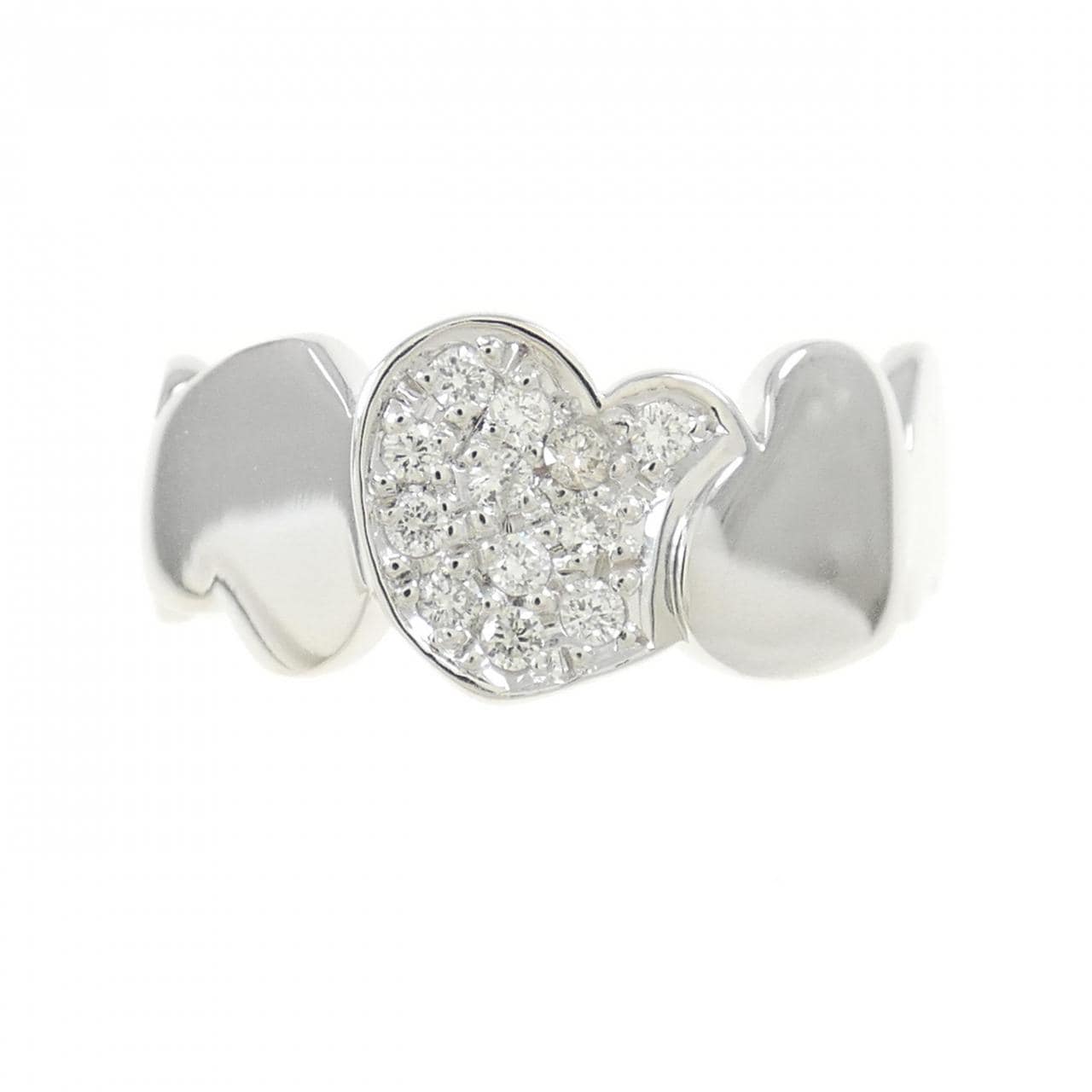 K18WG ハート ダイヤモンド リング 0.12CT