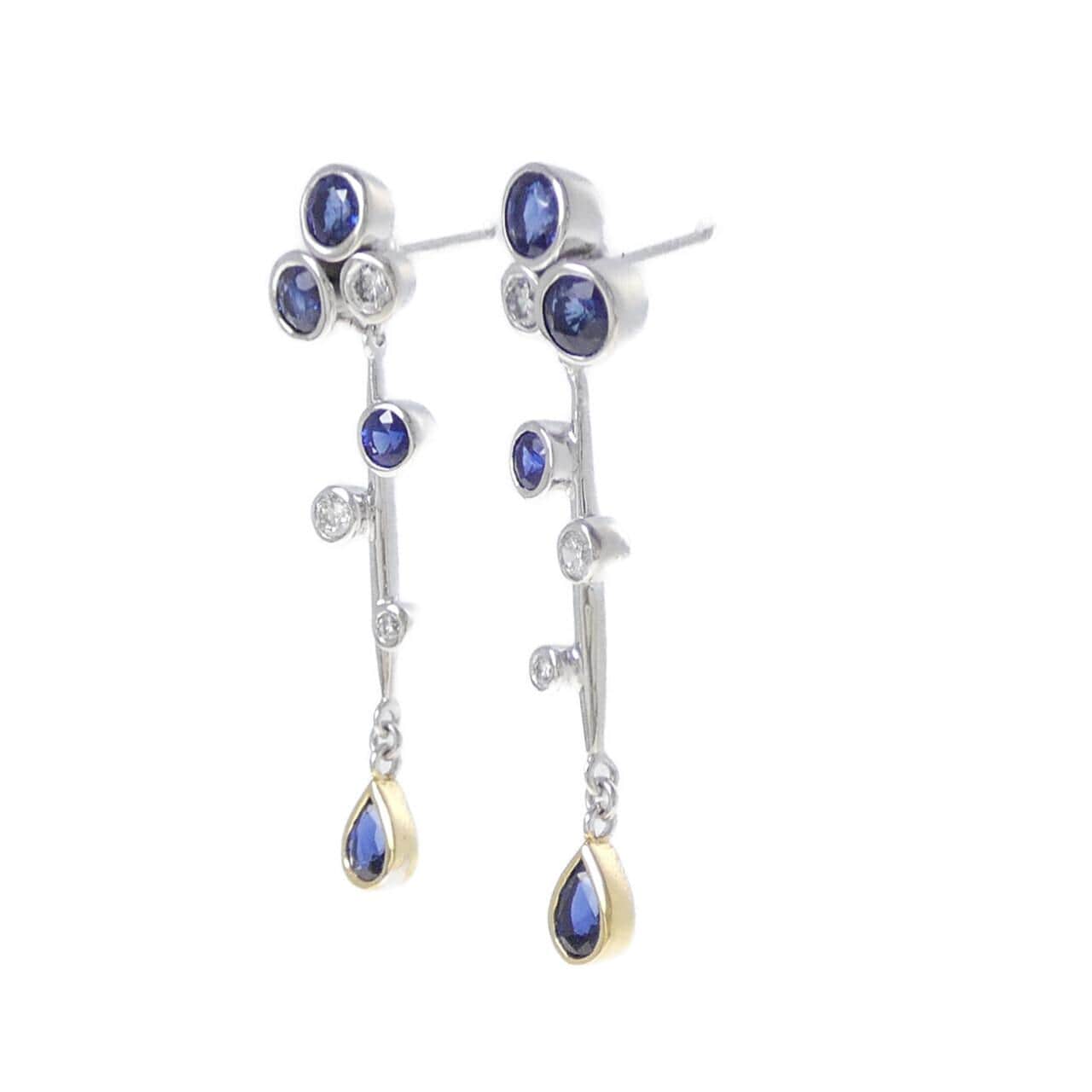 K18WG/K18YG/PT900 サファイヤ ピアス 1.950CT