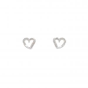 K18WG ハート ダイヤモンド ピアス 0.10CT