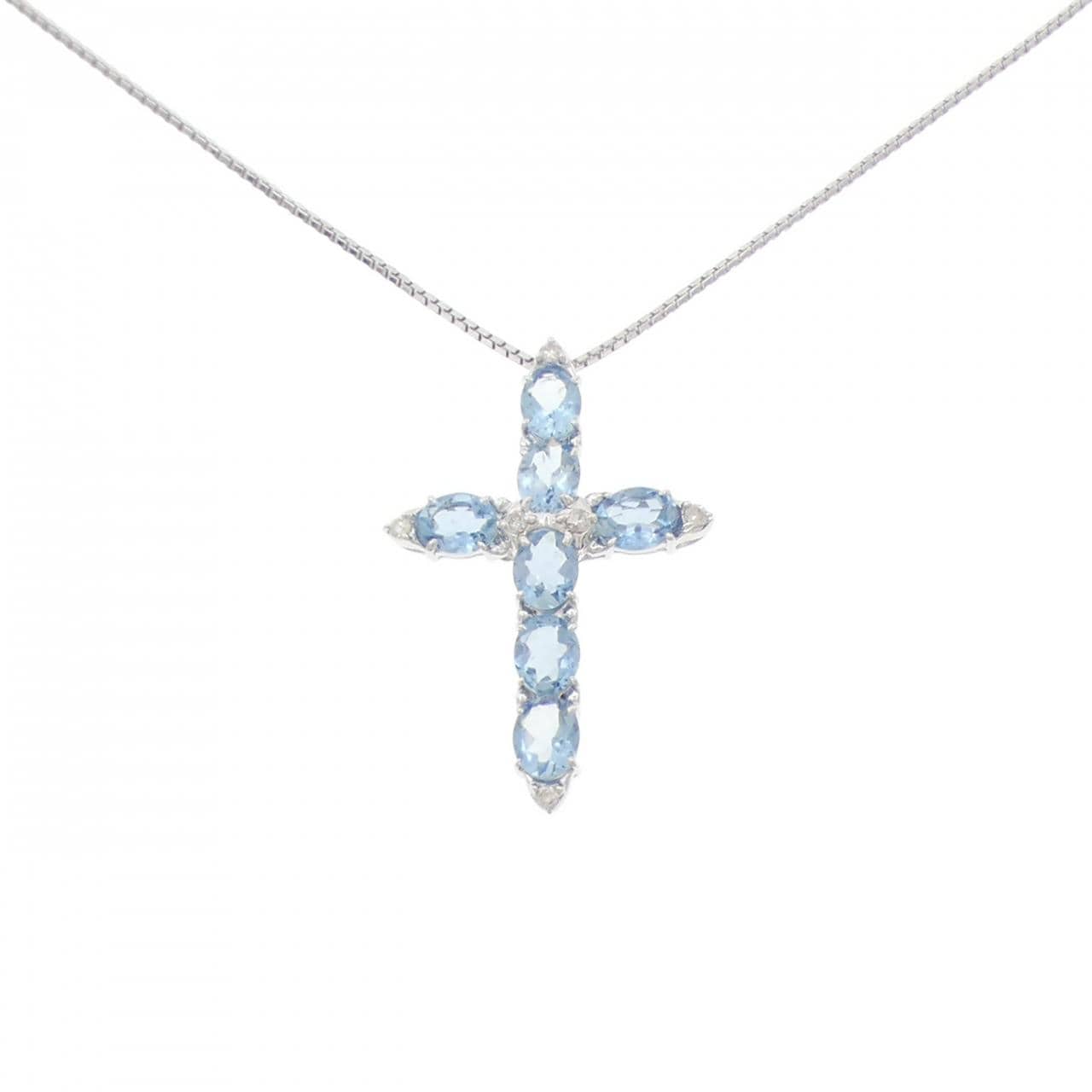 K18WG 十字海海蓝宝项链 2.27克拉