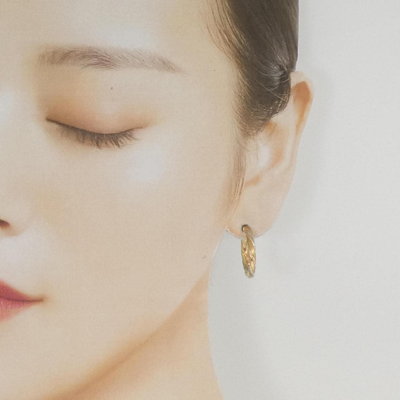 K18スリーカラー フープ ピアス