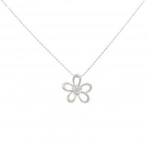K18WG フラワー ダイヤモンド ネックレス 0.07CT