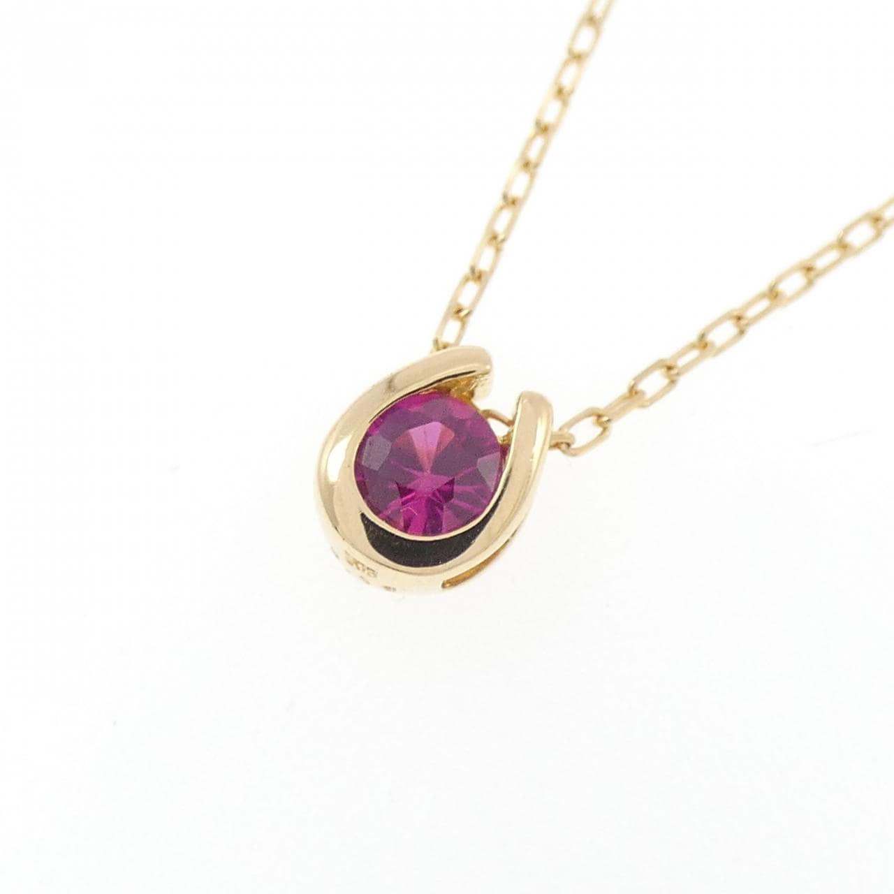 K18YG 合成ルビー ネックレス 0.15CT