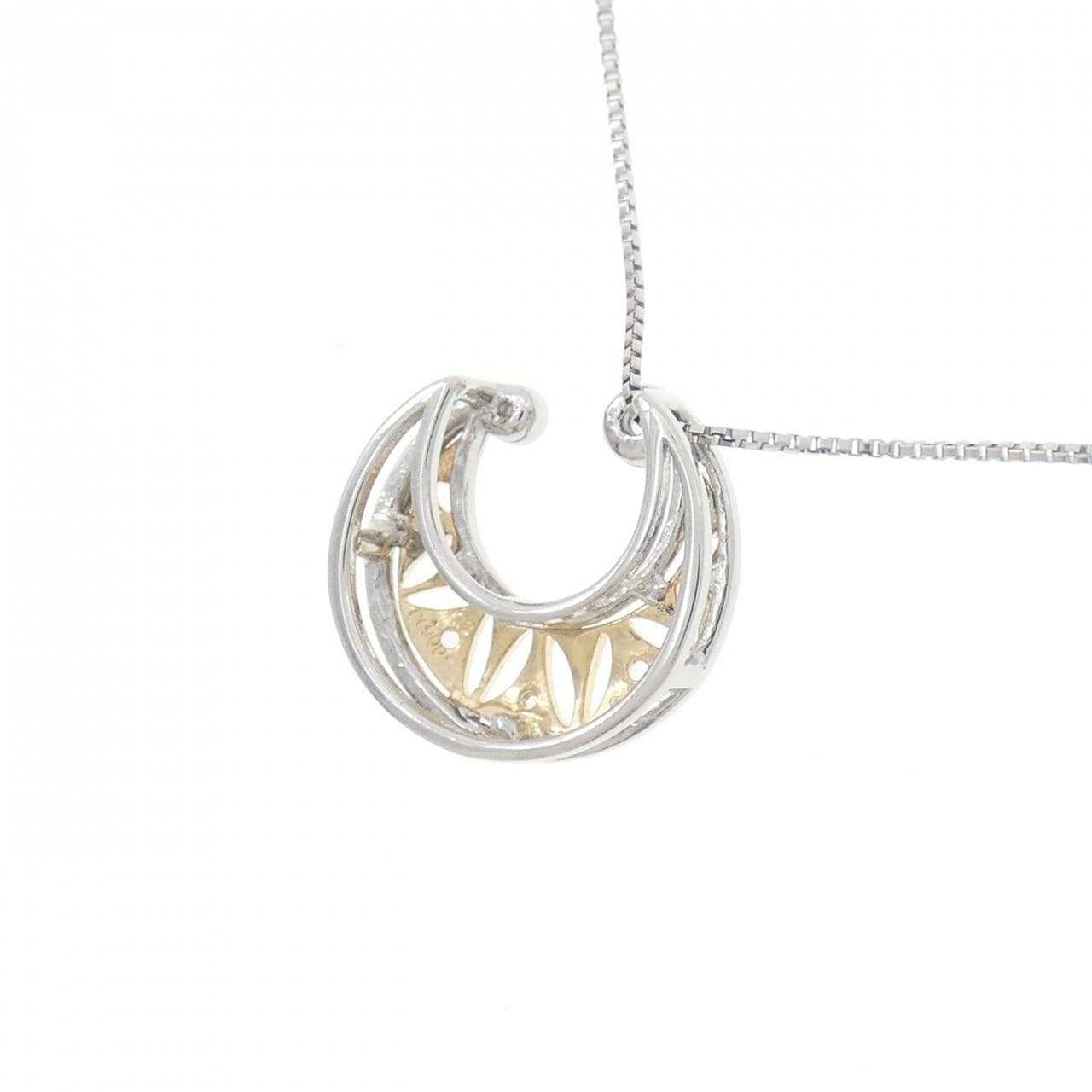 PT900/K18YG/PT850 ムーン ダイヤモンド ネックレス 0.03CT