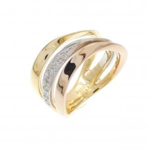 K18YG/PT900/K18PG ダイヤモンド リング 0.06CT