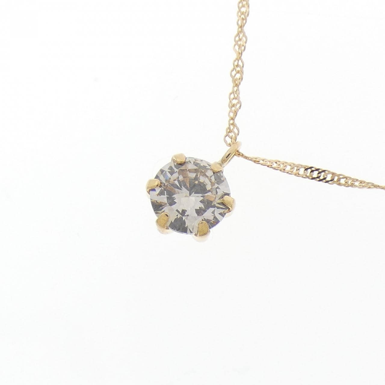 18K黄金单钻钻石项链，0.300克拉