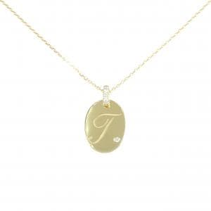 K18YG イニシャルT ダイヤモンド ネックレス 0.08CT