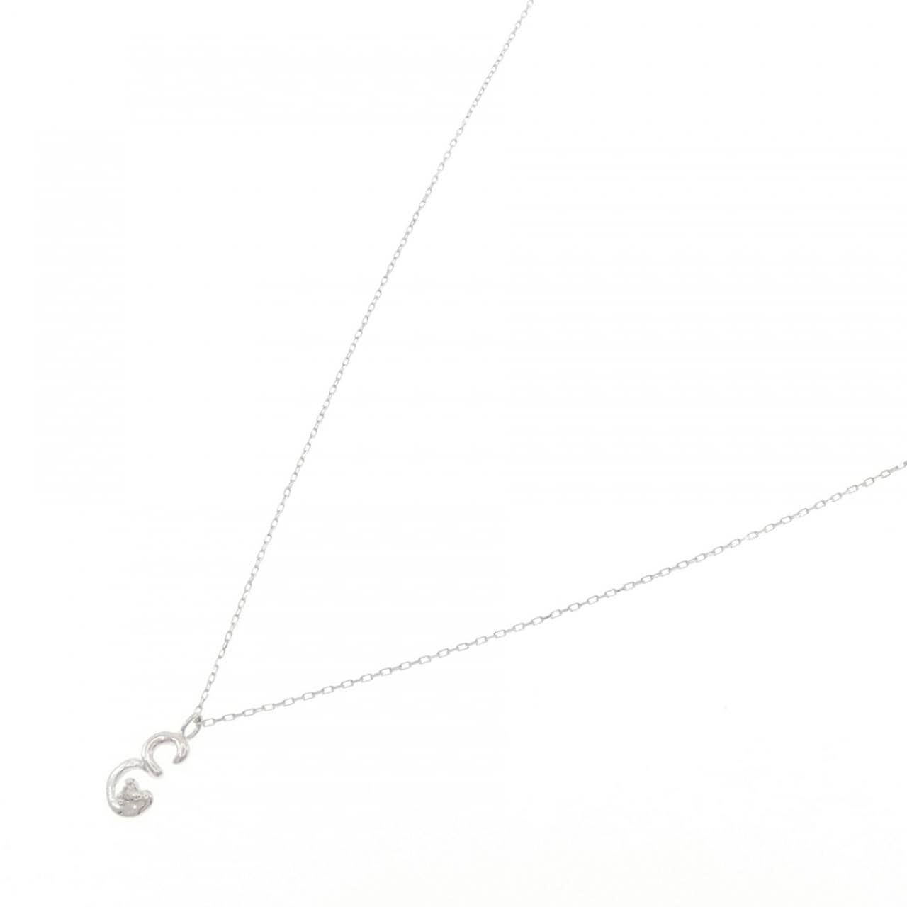 K10WG  イニシャルE ダイヤモンド ネックレス 0.01CT