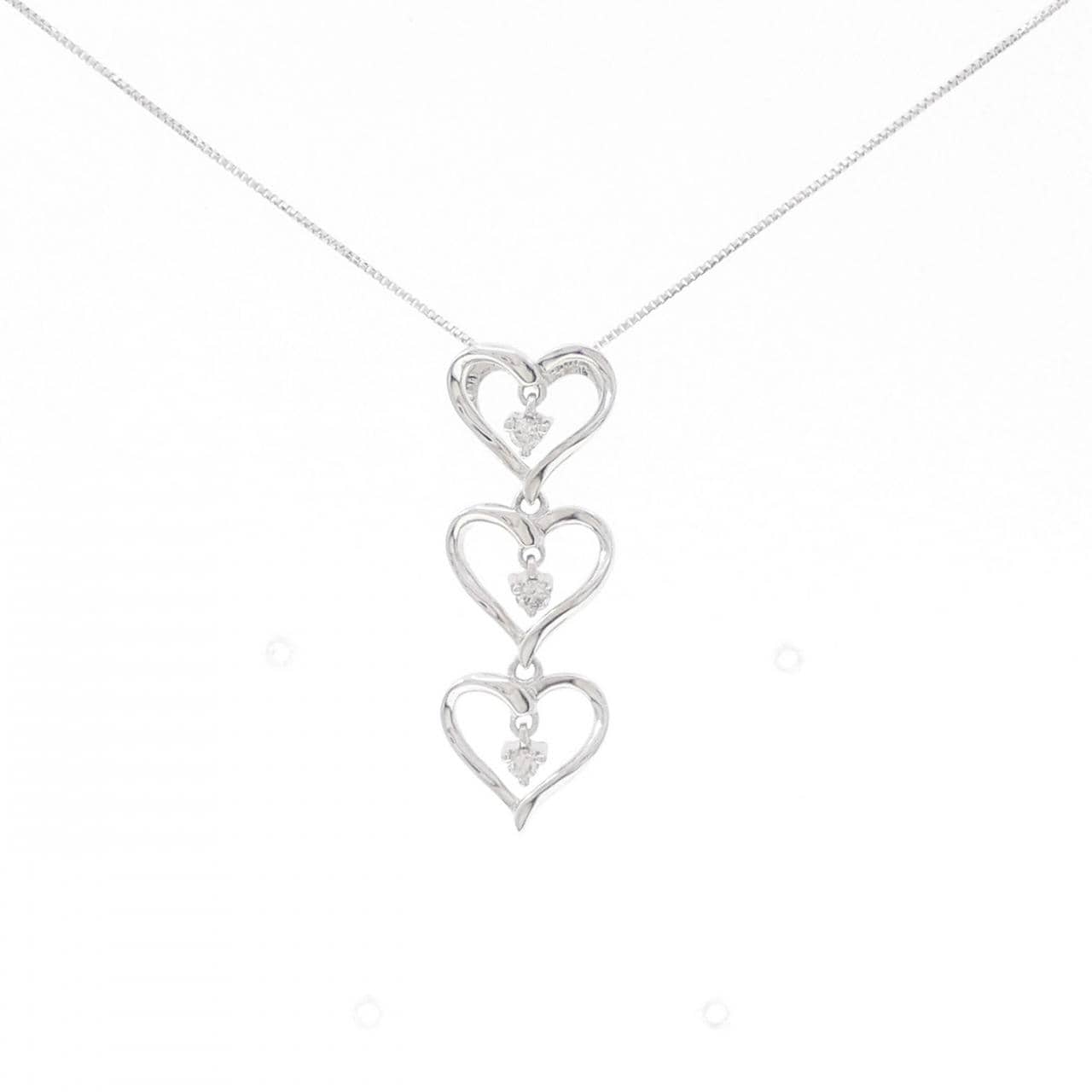 K18WG heart Diamond necklace 0.10CT
