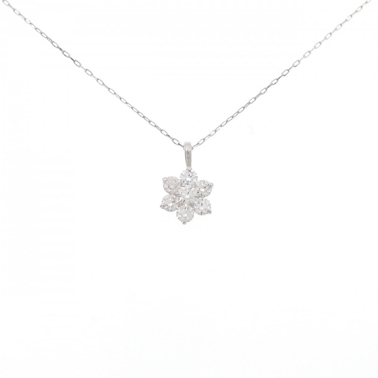 【新品】PT950/PT900 フラワー ダイヤモンド ネックレス 0.30CT