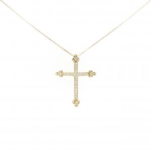 K18YG クロス ダイヤモンド ネックレス 0.30CT