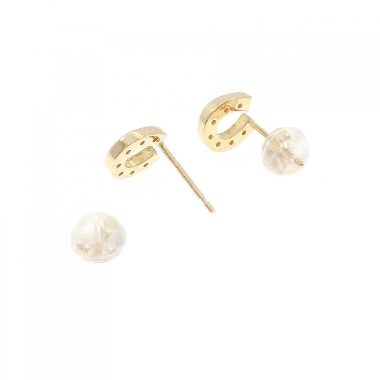 K18YG ホースシュー ダイヤモンド ピアス