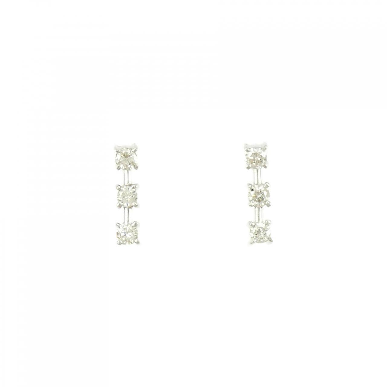 コメ兵｜K18WG スリーストーン ダイヤモンド ピアス 0.30CT