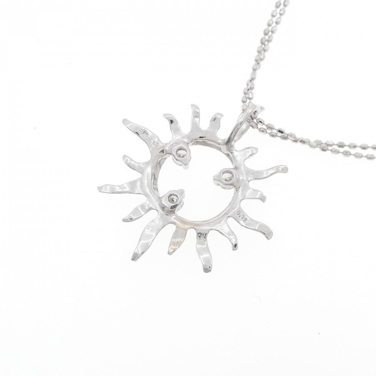 K18WG サン ダイヤモンド ネックレス 0.12CT