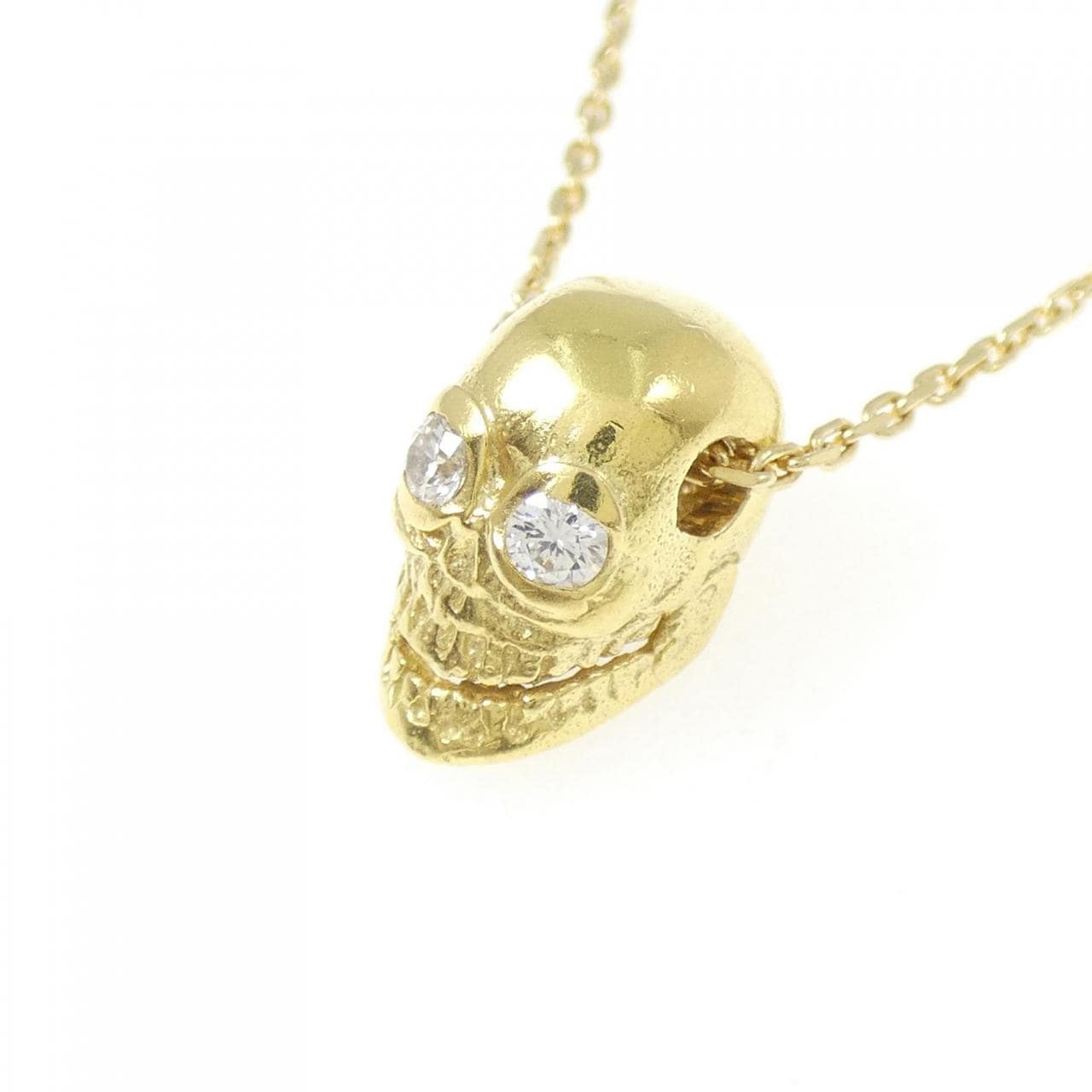 750YG スカル ダイヤモンド ネックレス