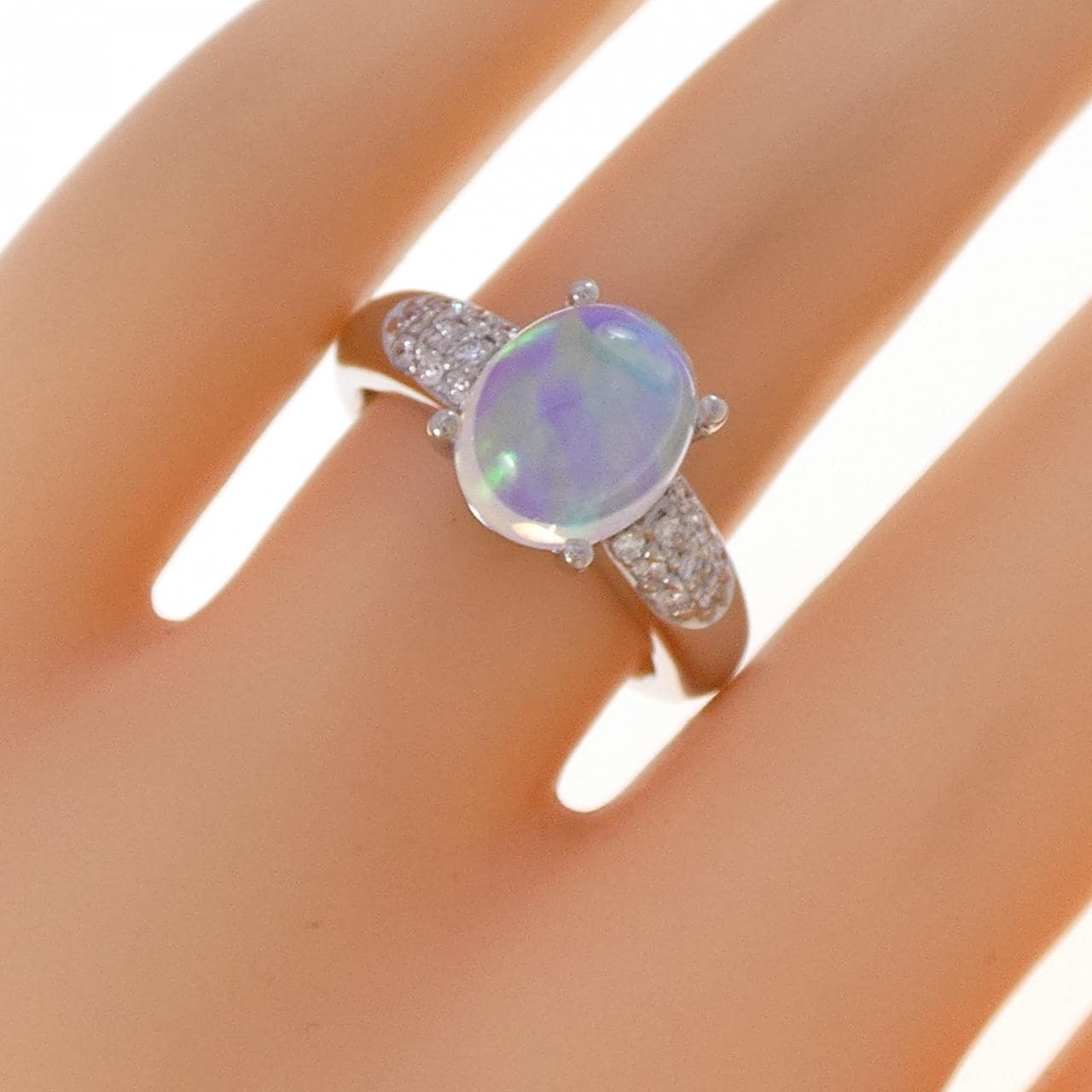 PT950 合成オパール リング 2.01CT