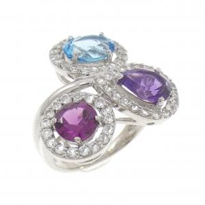 K18WG カラーストーン リング