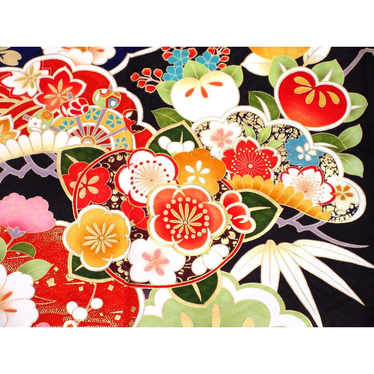 振袖　友禅金彩加工　刺繍入りボカシ染
