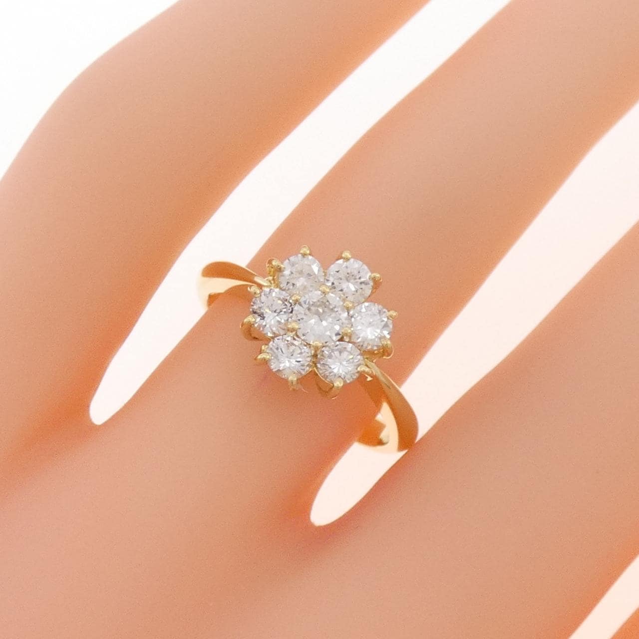 K18YG フラワー ダイヤモンド リング 0.74CT