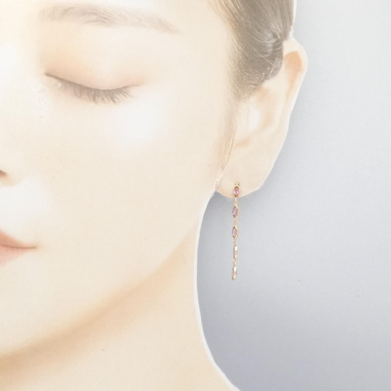 K18YG トルマリン ピアス 1.30CT