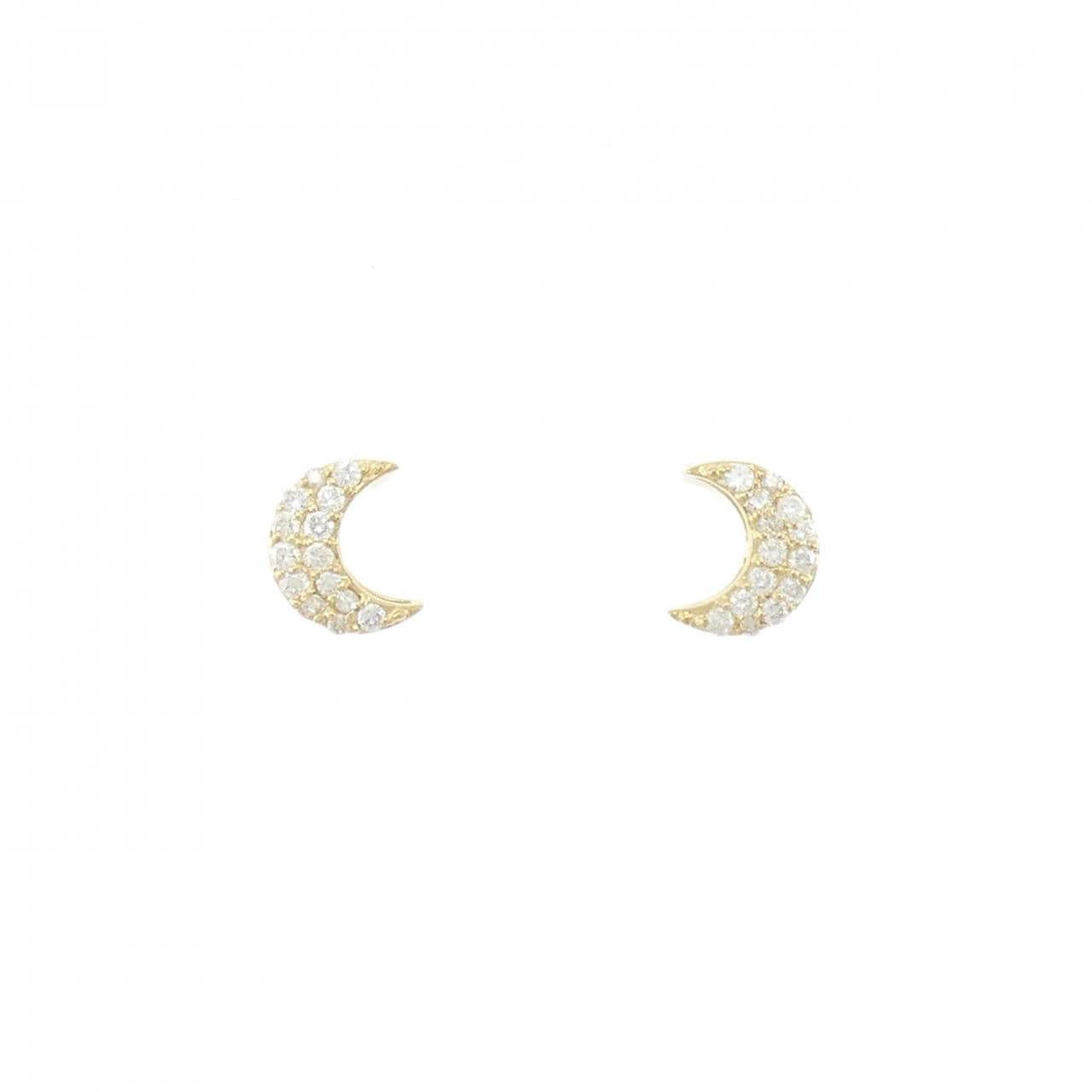 【リメイク】K18YG ムーン ダイヤモンド ピアス 0.20CT