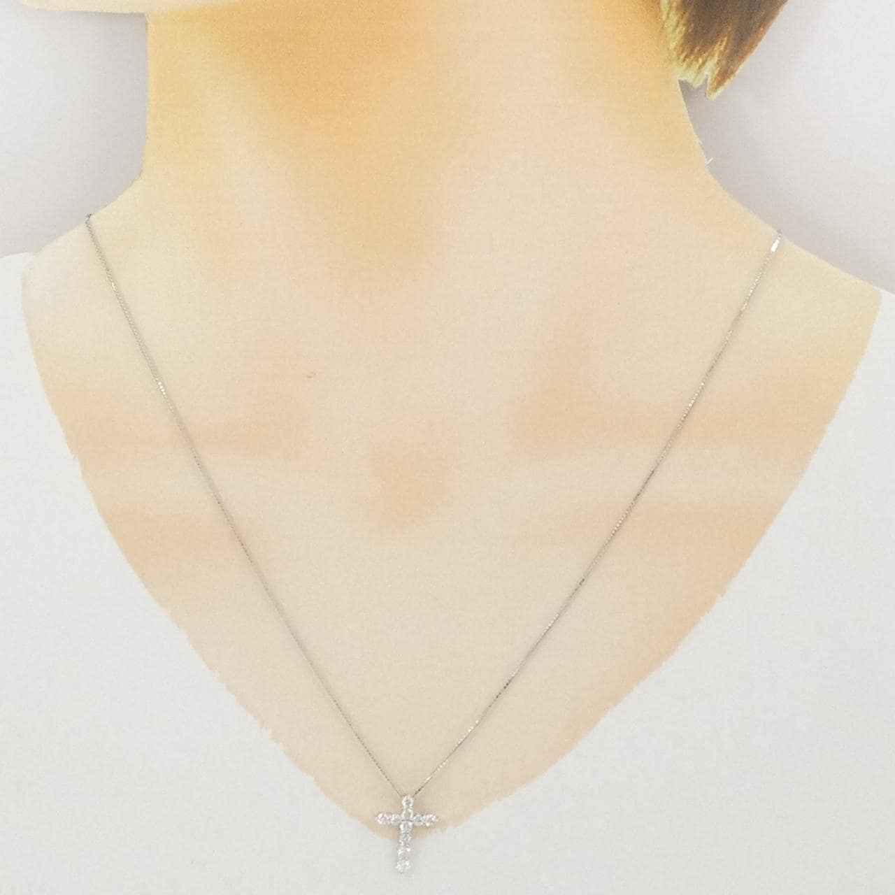 K18WG クロス ダイヤモンド ネックレス 0.50CT