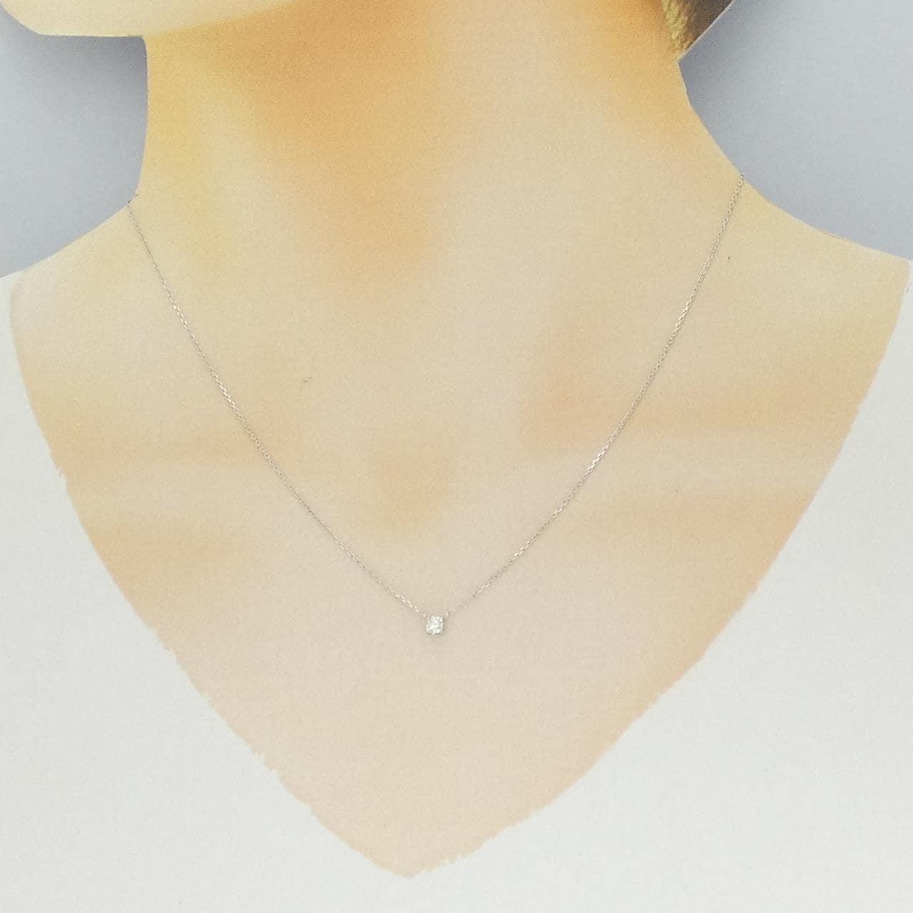 K10WG ソリティア ダイヤモンド ネックレス 0.10CT